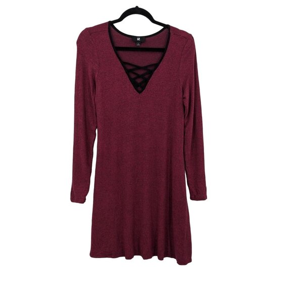 Sweater Skater Dress Women Size L Iz Byer V-Neck Cut-Out Whimsigoth Witchy 50s - Picture 1 of 9